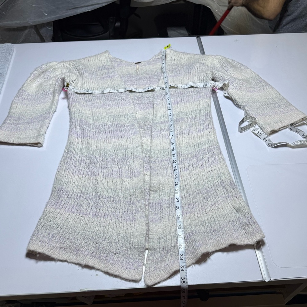 Free People Cream/Grey and Pale Purple Waterfall Sweater